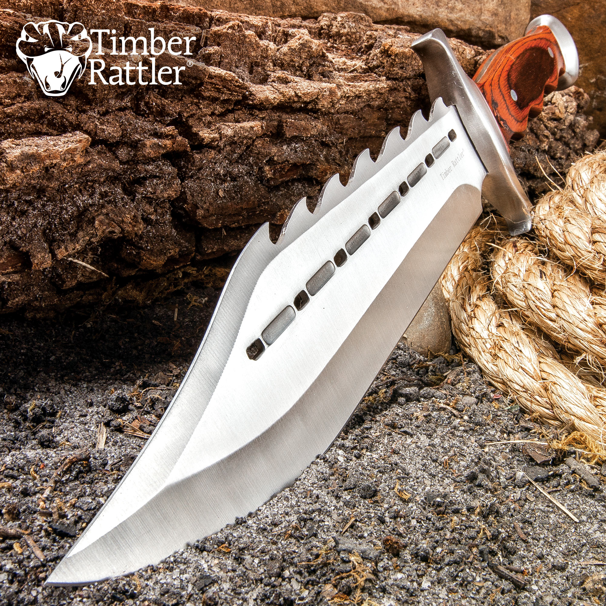 Timber Rattler Bowie Knife - Sinful Spiked | BUDK.com