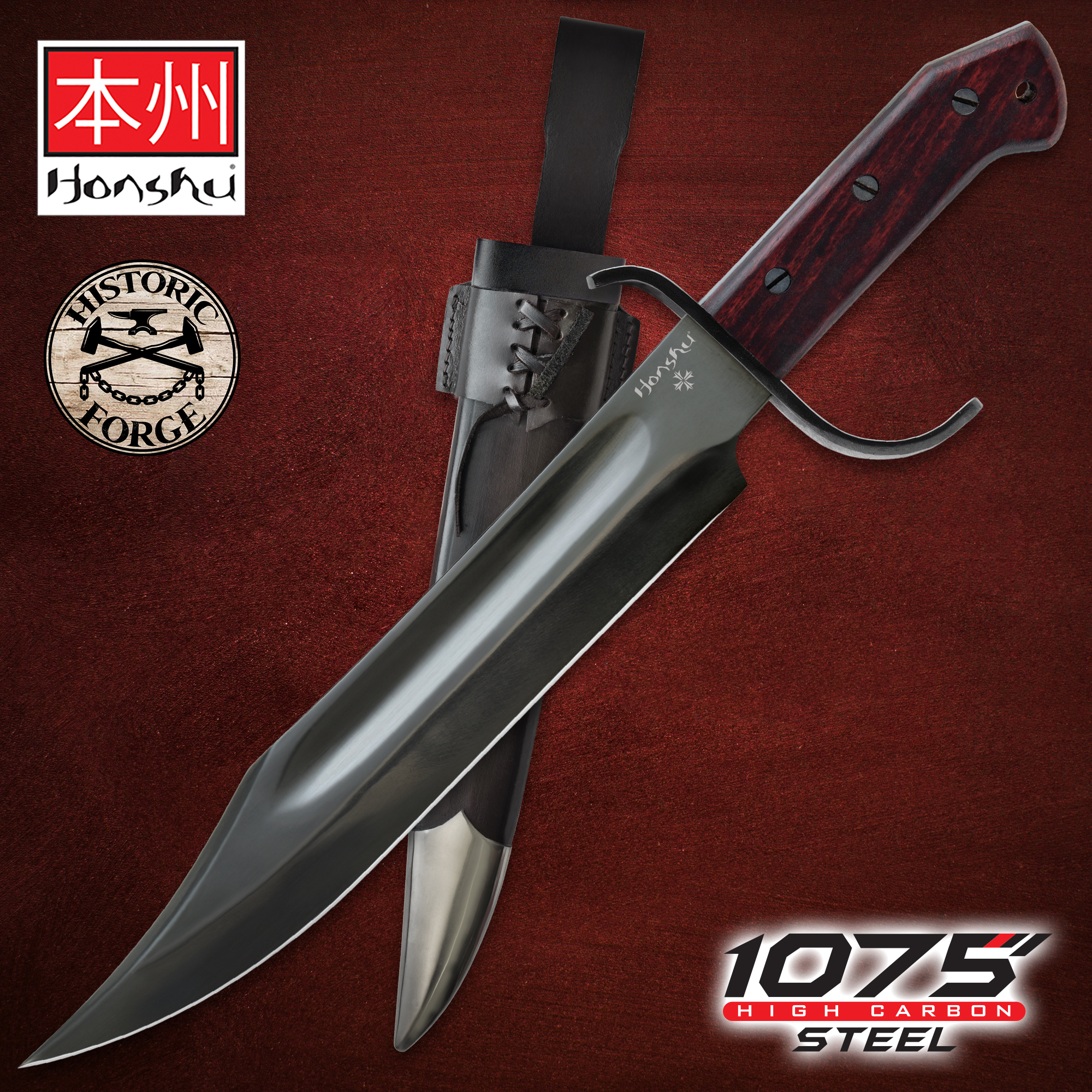 Honshu Historic Forge Pioneer Bowie Knife - 1075 Carbon Honshu Historic Forge Pioneer Bowie Knife - 1075 Carbon
